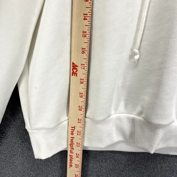 SHEIN Hoodie Womens XS White EZwear Blue Letter Graphic Drawstring Sweatshirt - Picture 9 of 16